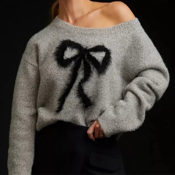 Maeve by Anthropologie Bow Icon Shimmer Sweater Sz Small - Picture 1 of 6